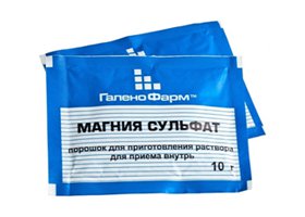 Магнезія - це 25% розчин   сульфату магнію   , Який відомий як ліки, що використовуються при гіпертонічних кризах, підвищеному ВЧД