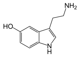 серотонін   систематичне   найменування   3- (2-аміноетил) -1 H -індол-5-ол Скорочення 5-HT Традиційні назви 5-гідрокси,   серотонін,   ентерамін,   тромбоцітін,   3- (β-аміноетил) -5-гідроксііндол,   тромботонін   Хім