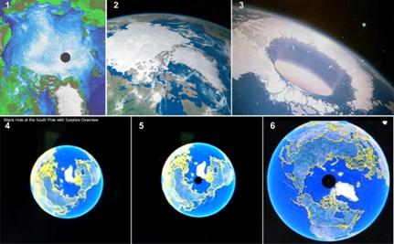36 наводяться відразу шість фотографій Північного полюса з різних джерел, вельми відрізняються між собою