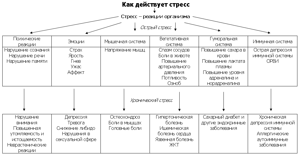 Однак якщо компенсаторні сили організму знаходяться в боротьбі зі стресом занадто довго, то витрачається занадто багато енергії і ресурсів, що позначається на організмі негативно, і найсильніше - на нервової, імунної та ендокринної системах